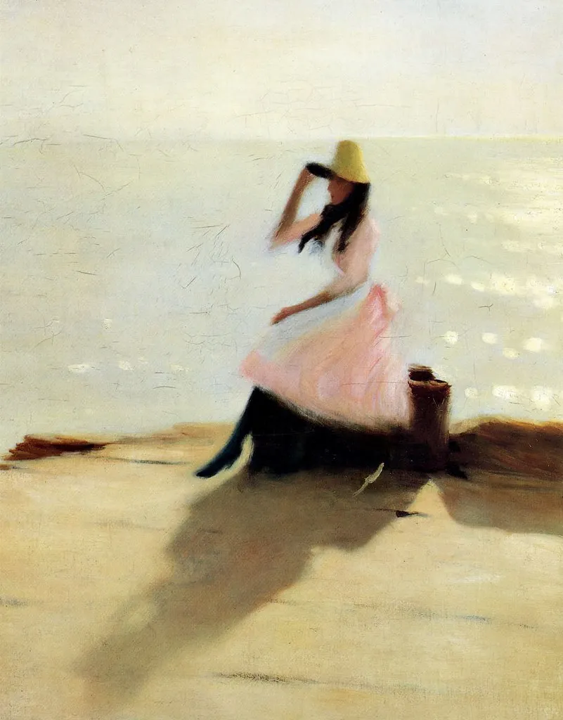 Woman in hat on the shore